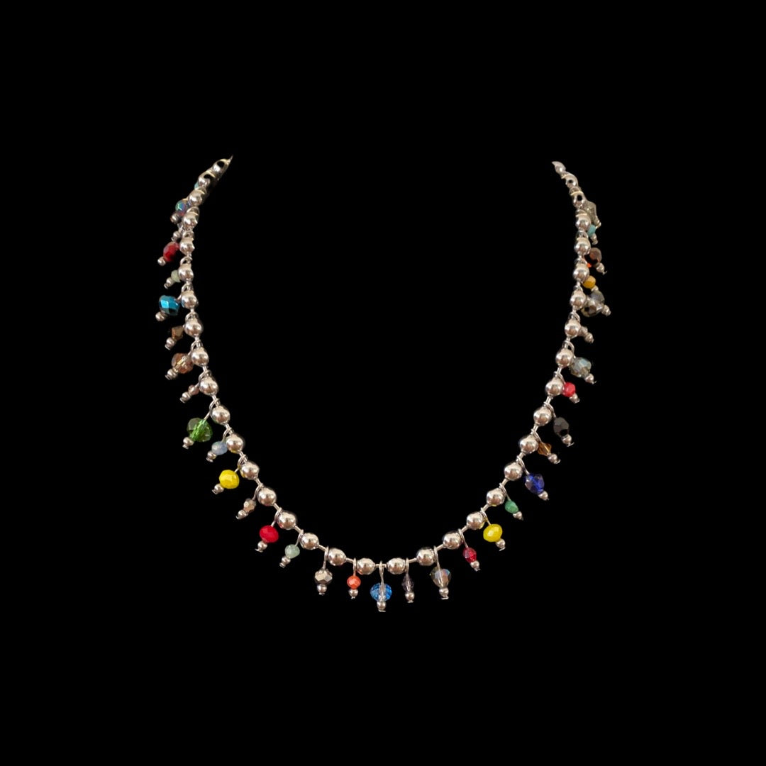 Mixed Bead Fringe Necklace