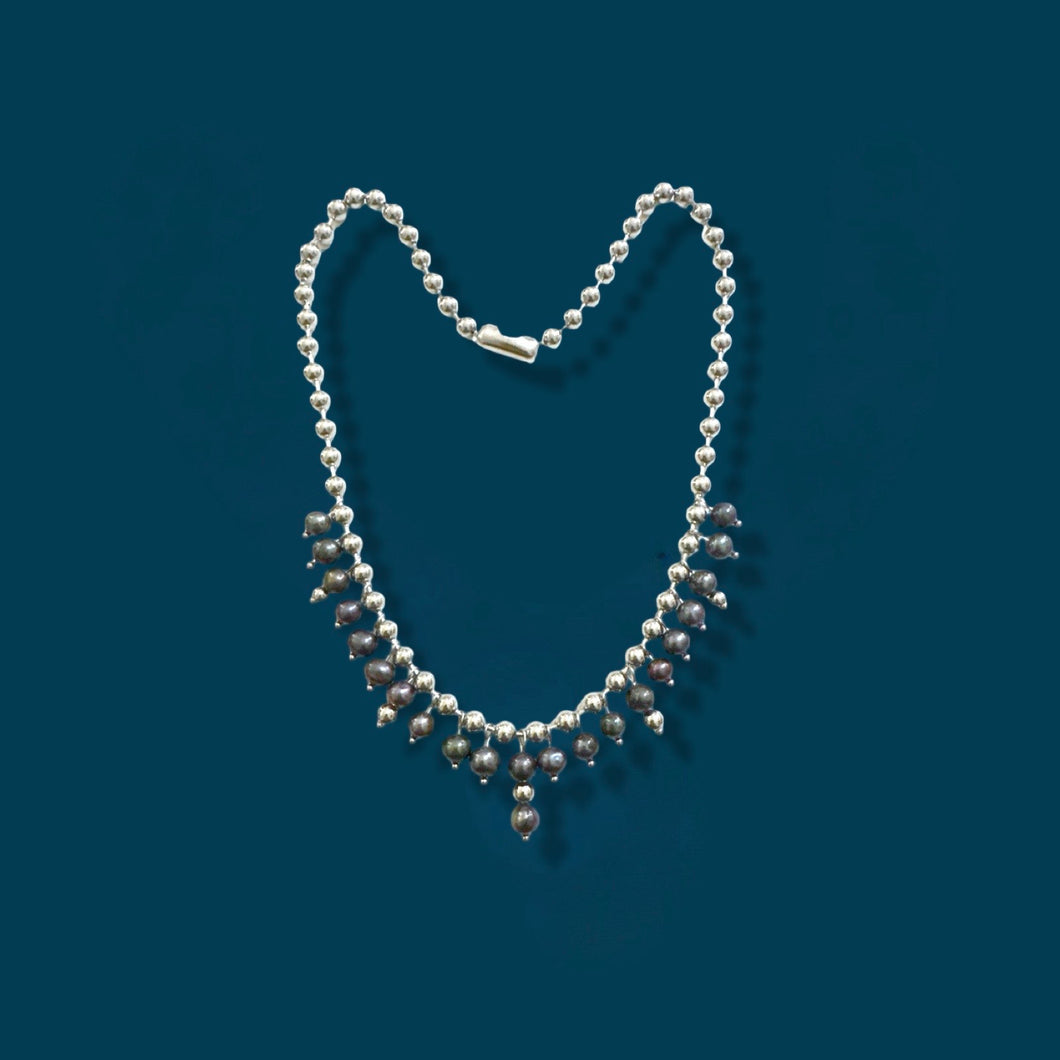Black Freshwater Pearl Fringe Necklace