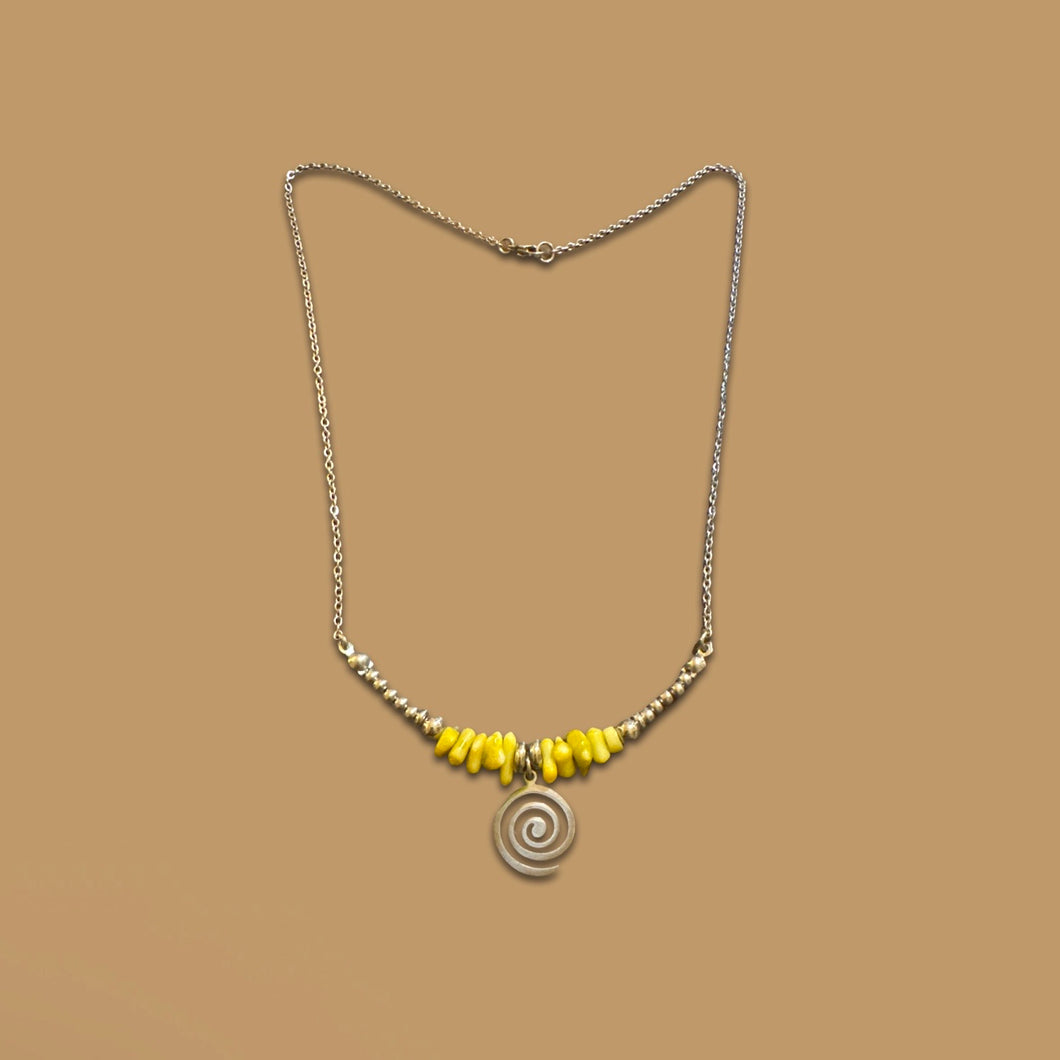 Citron Stone and Spiral Necklace