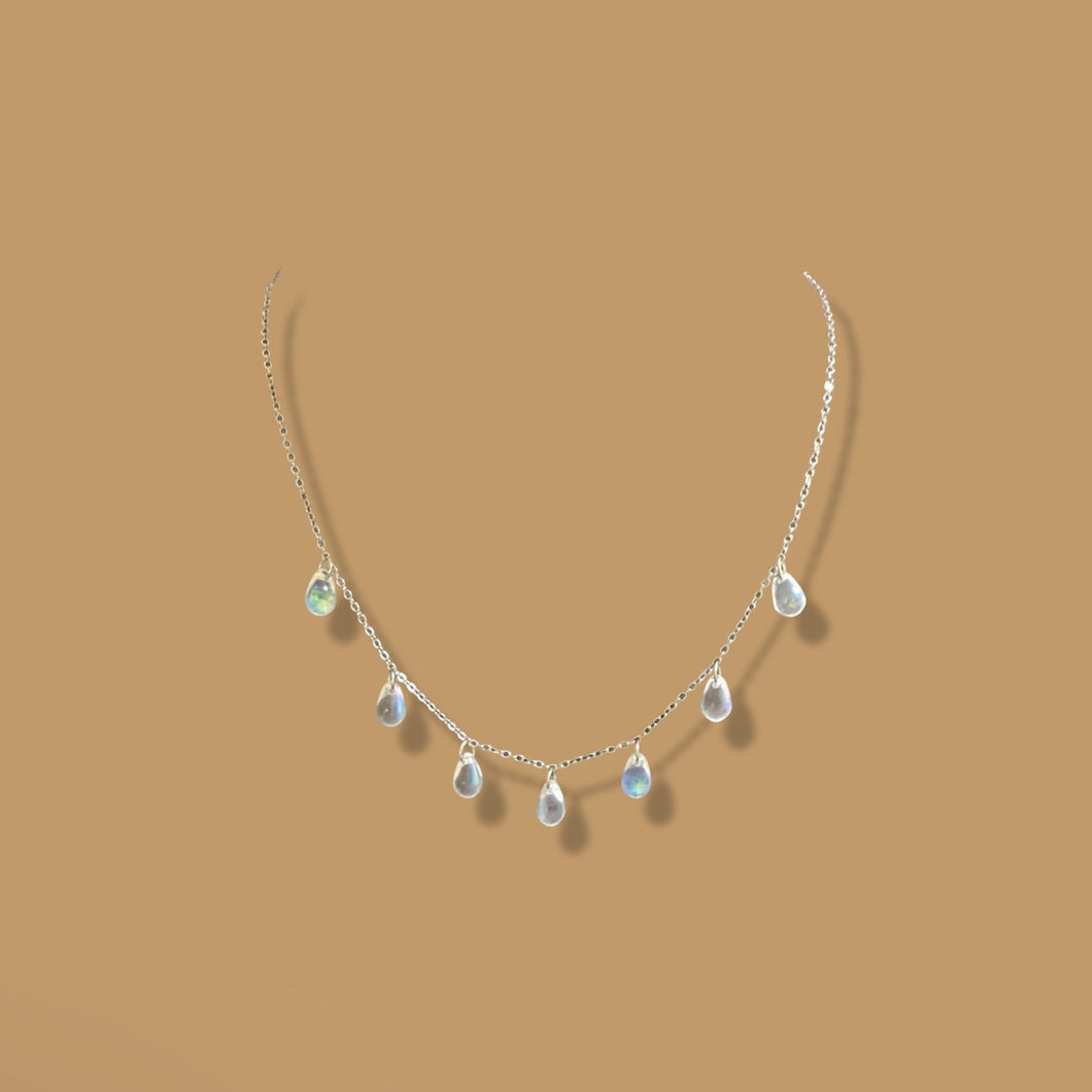 Clear Droplet Czech Glass Bead Necklace