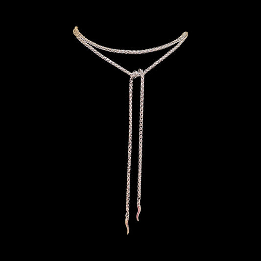 Rope Chain Lariat with Italian Horns