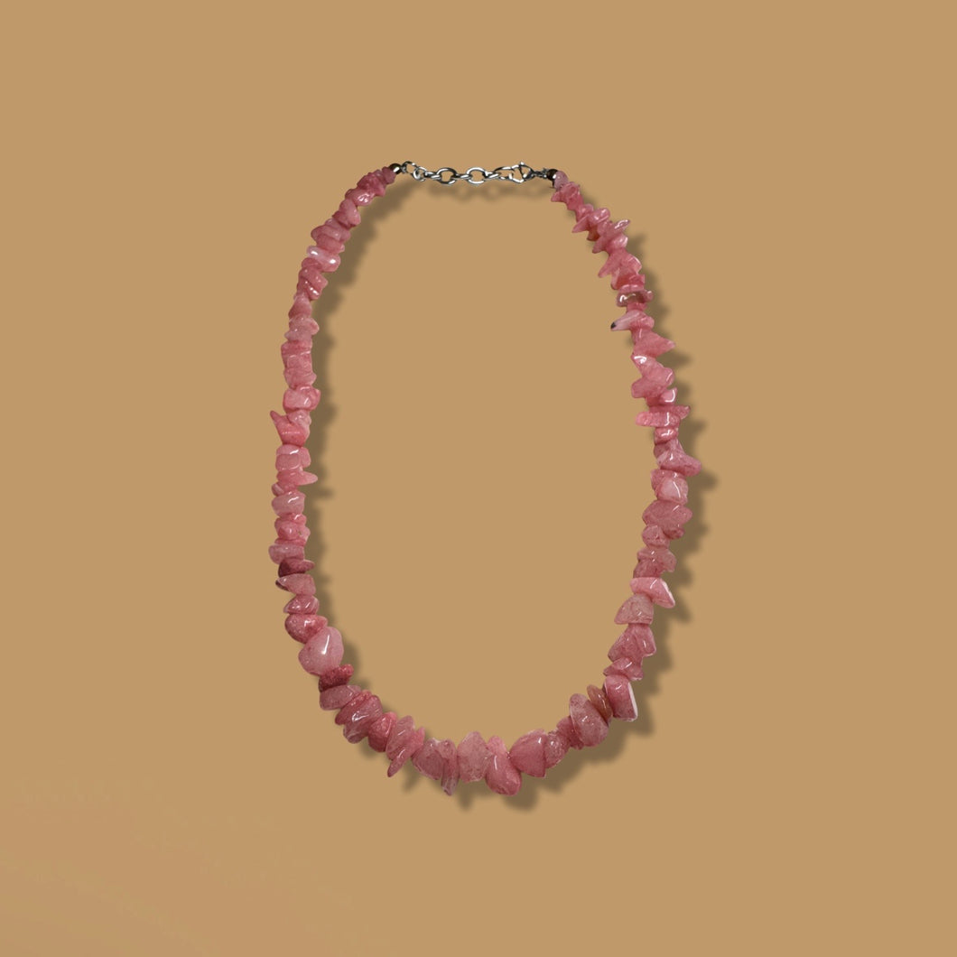 Pink Stone Classic Puka Style Necklace