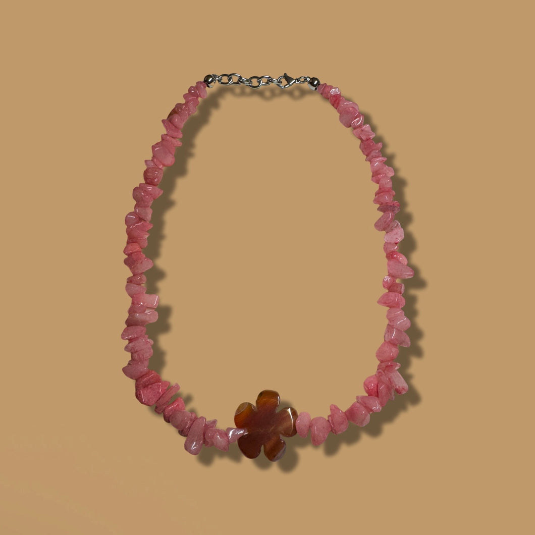 Pink and Citron Stone Necklace