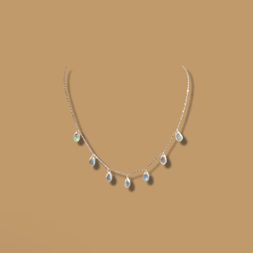 Clear Droplet Czech Glass Bead Necklace