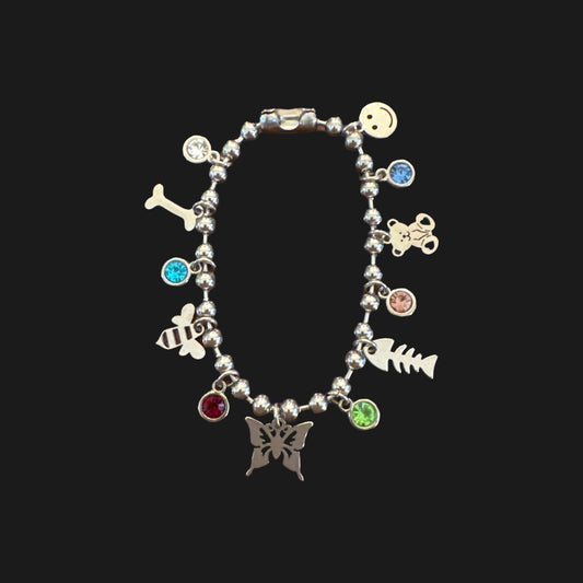 Steel and Stones Charm Bracelet