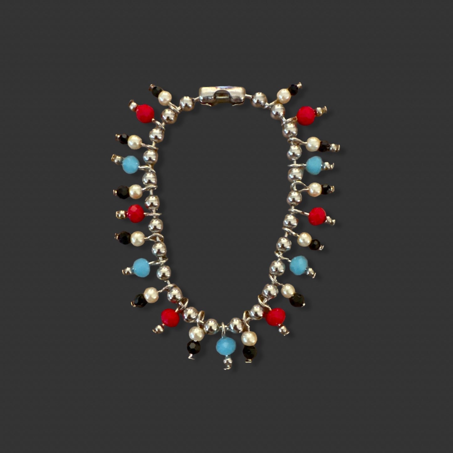 Red, Black and Blue Fringe Bracelet