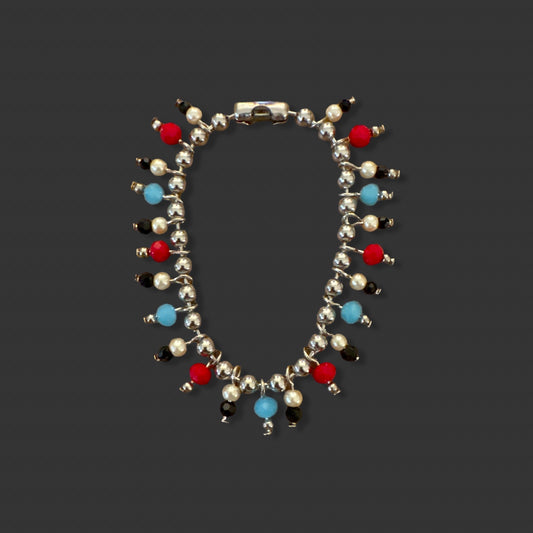 Red, Black and Blue Fringe Bracelet