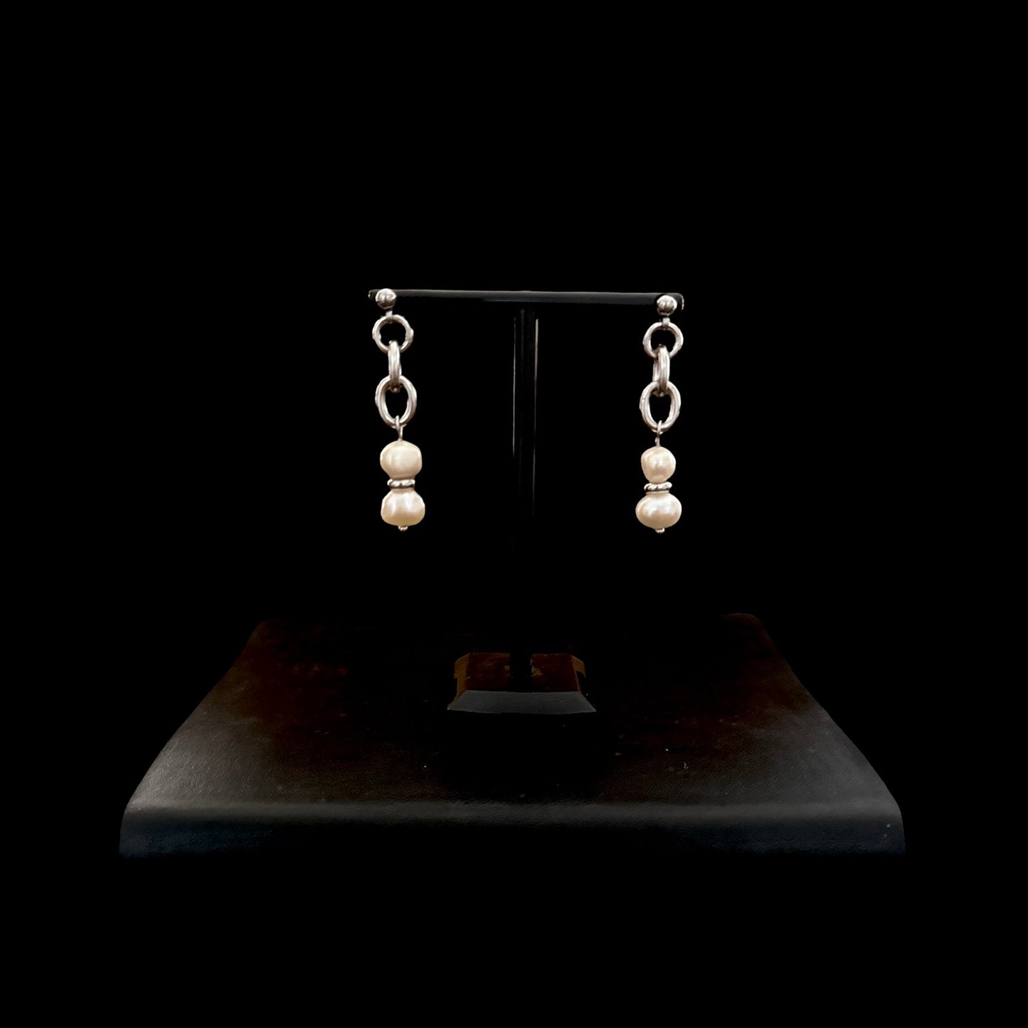 Freshwater Pearl and Chain Earrings