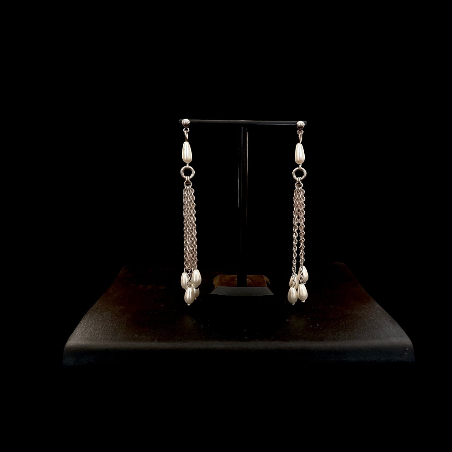 Long Fringe Chain Pearl Earrings