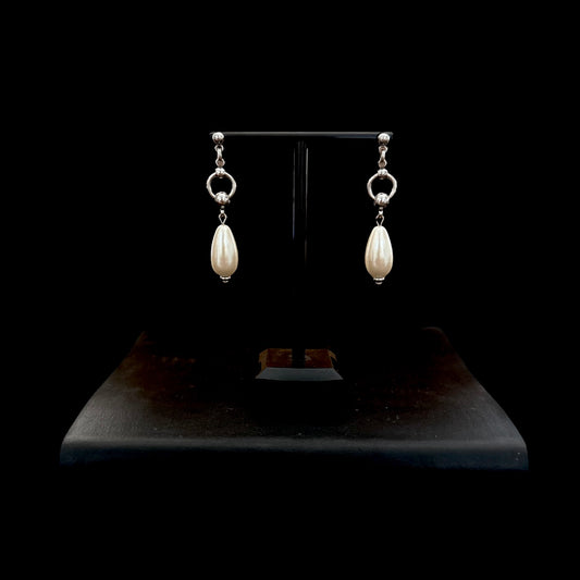 Ring and Bail Pearl Earrings