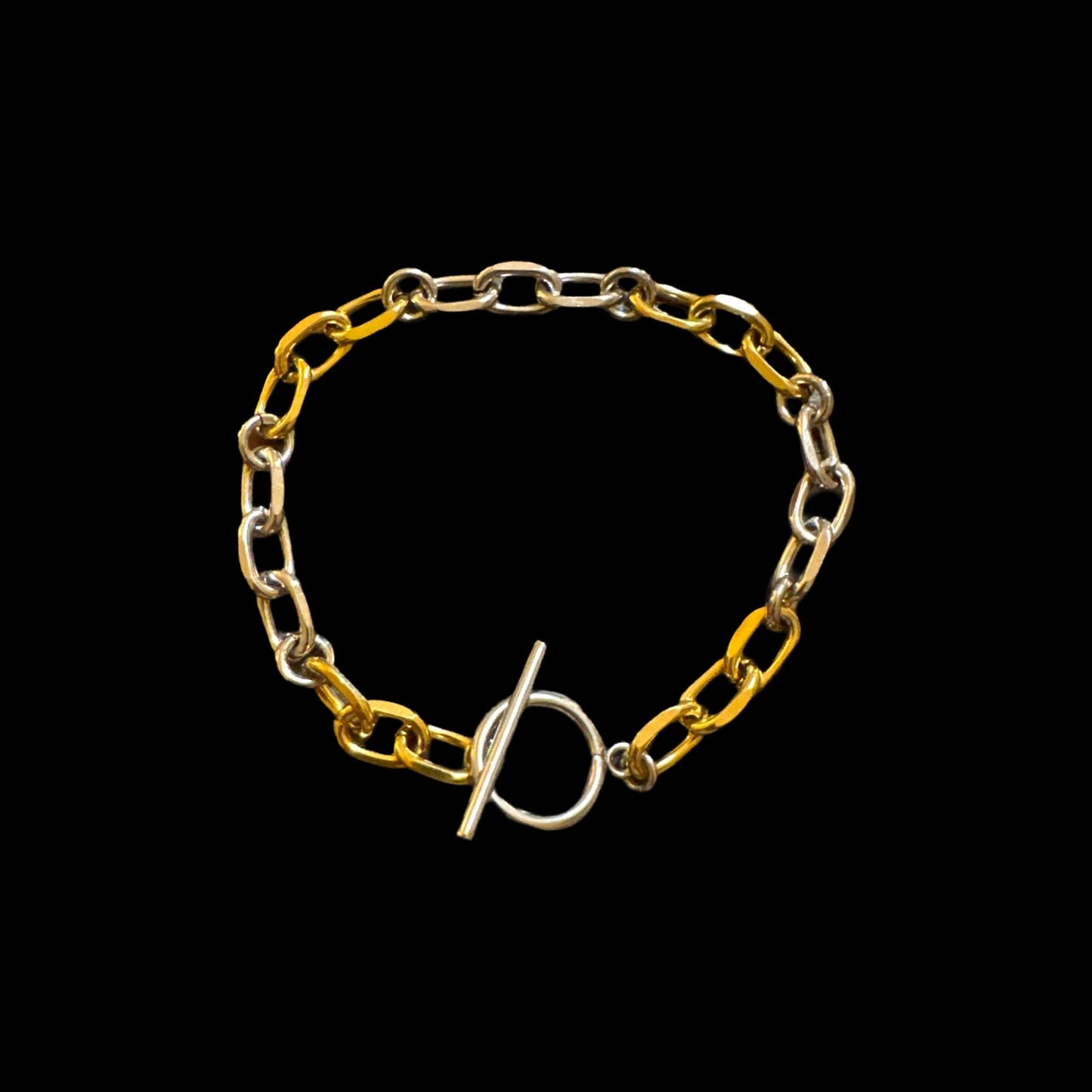 Striped Mixed Metal Toggle Clasp Bracelet