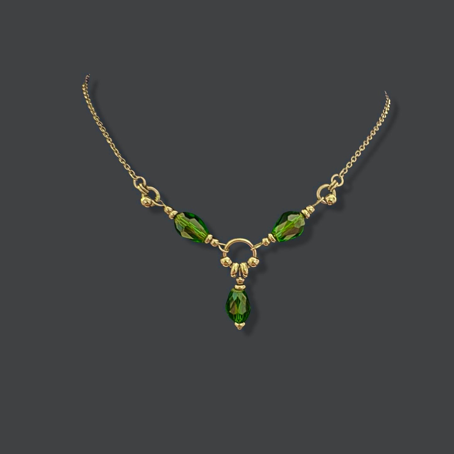 Green Glass Bead Centerpiece Necklace