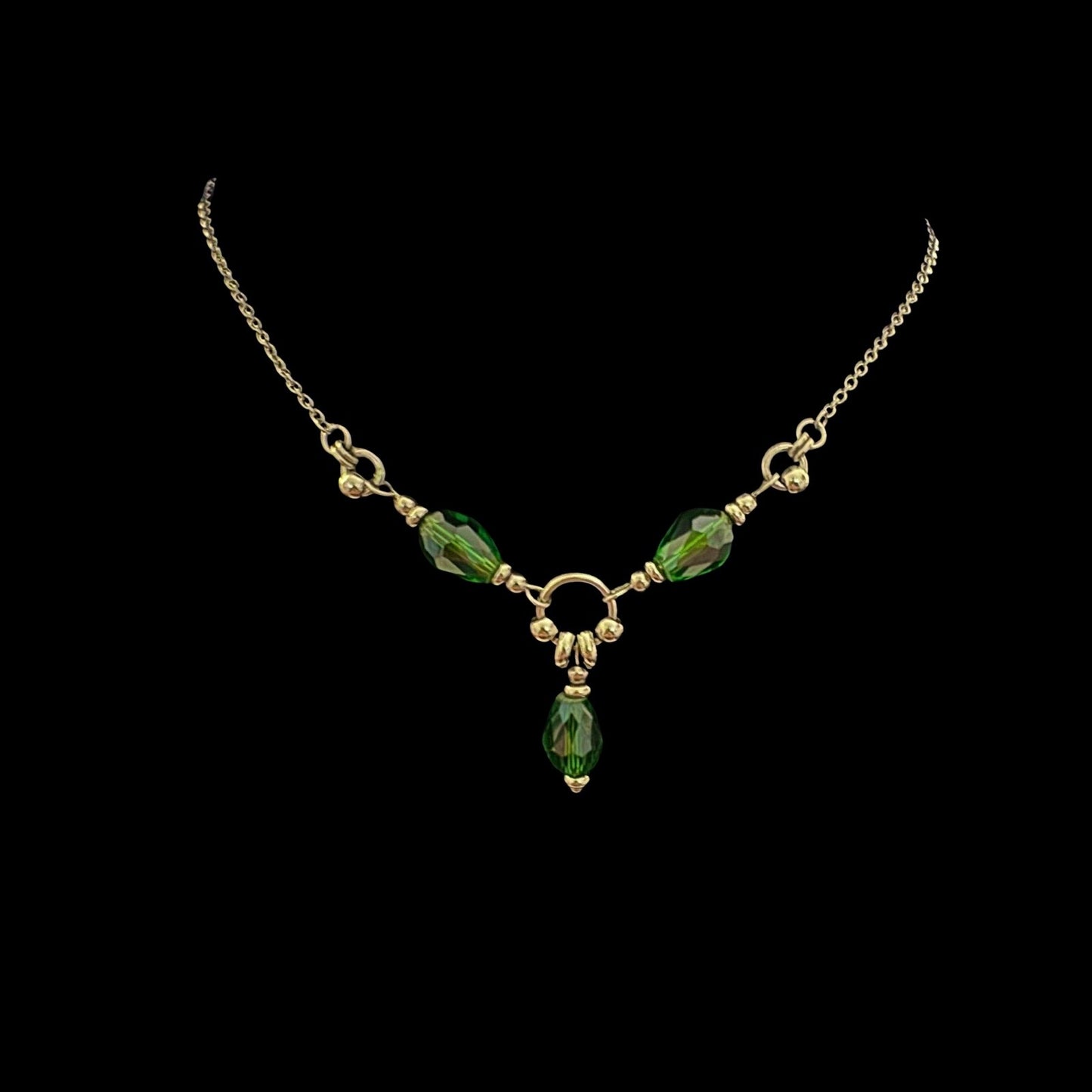 Green Glass Bead Centerpiece Necklace