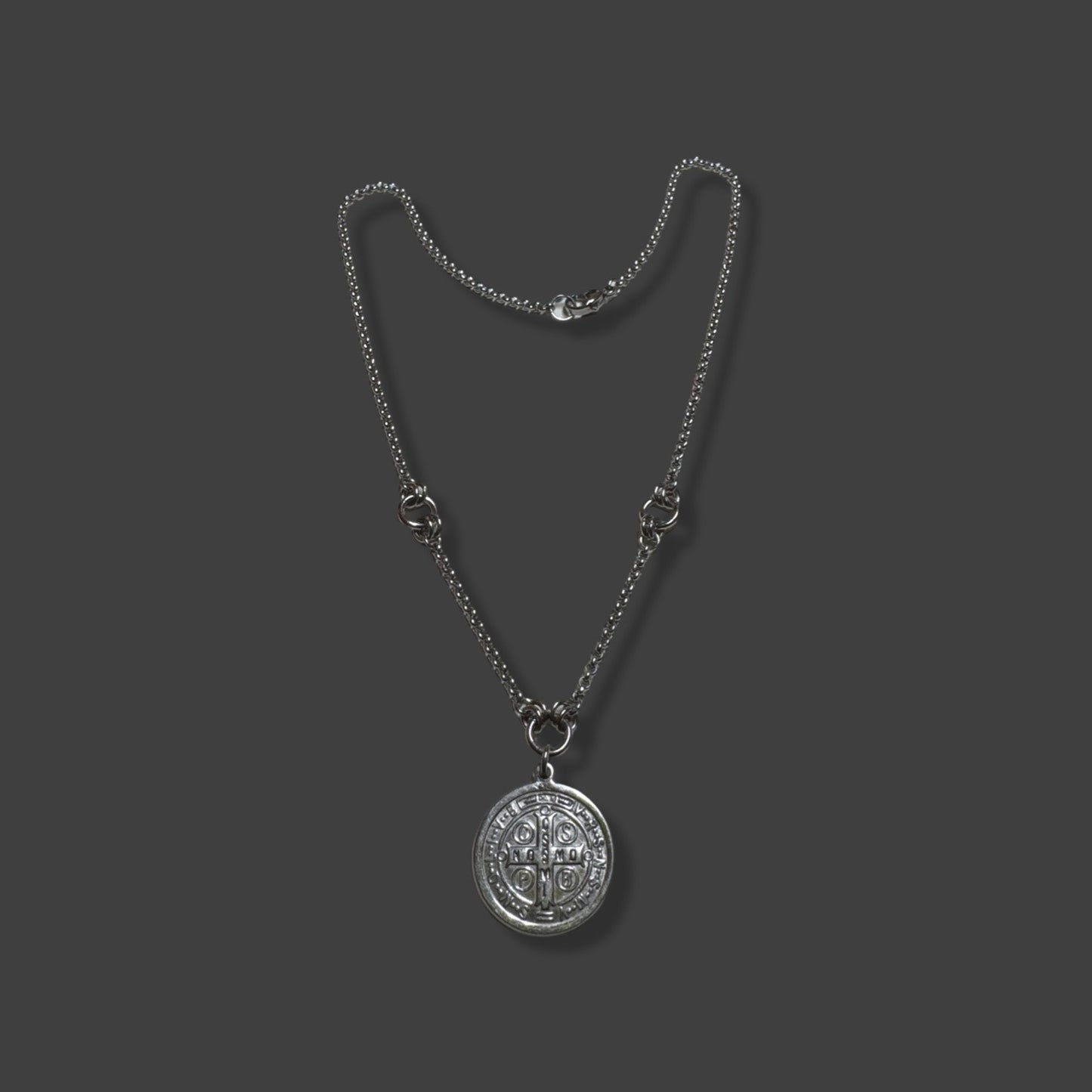 Saint Benedict Ring Chain Necklace